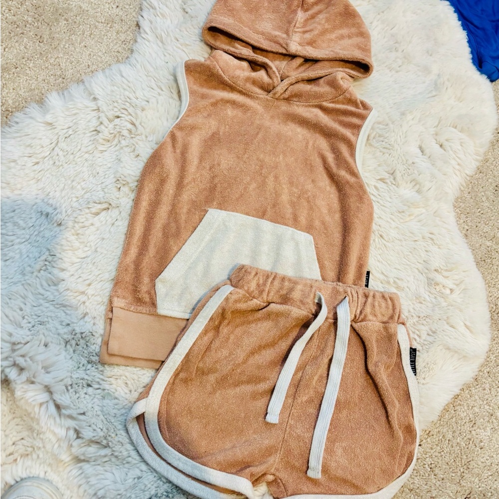 Little Bipsy Tan and White Shorts with Drawstring